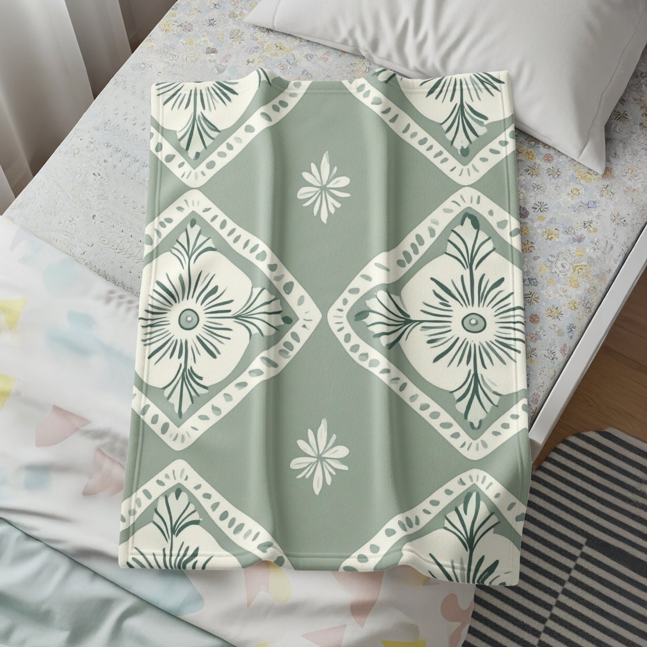 Floral Throw Blanket and Pillow: Decorative, Soft, Cozy Home Decor 