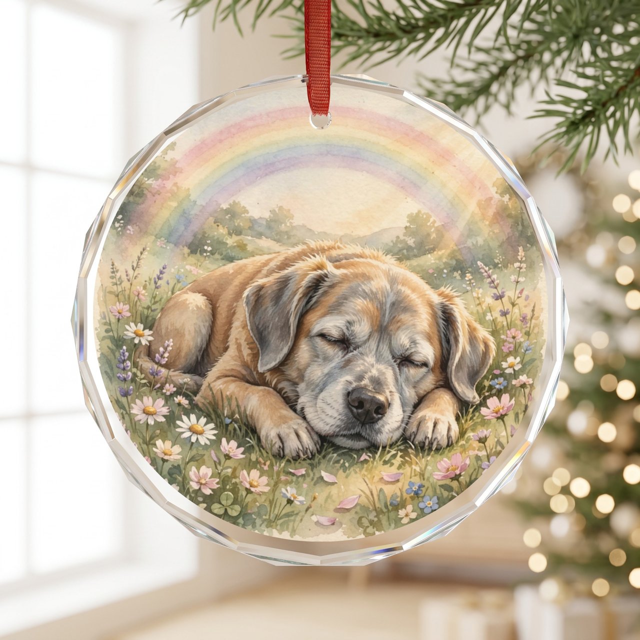 Senior Dog Memorial Ornament | Grey Muzzle Rainbow | Pet Loss Gift