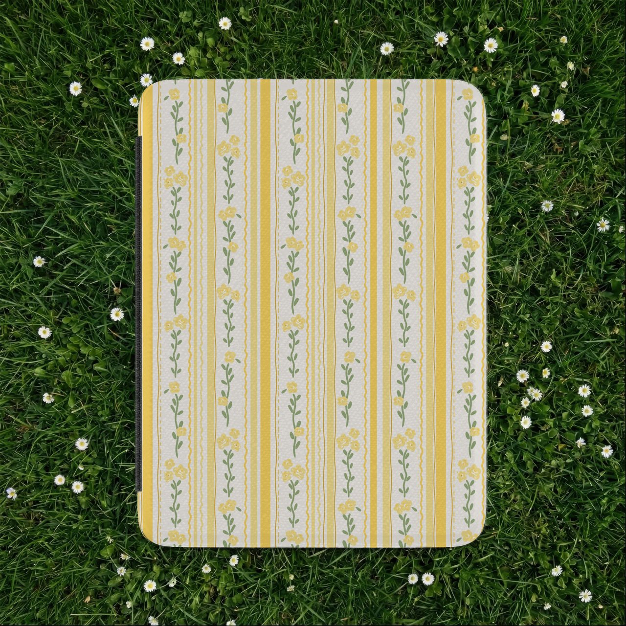 Yellow Floral Stripe Kindle Case