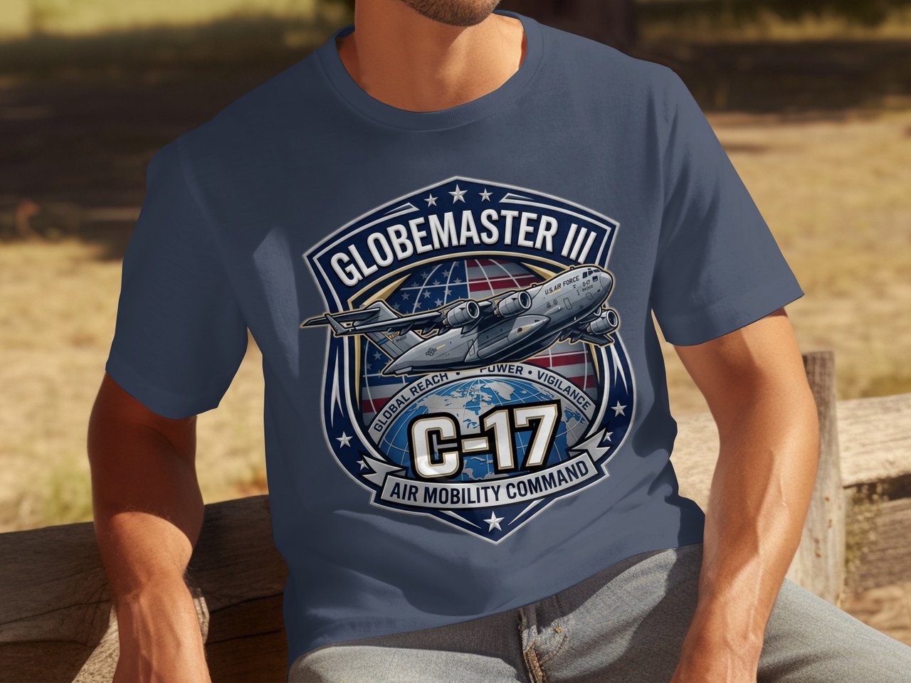C-17 Globemaster III Air Mobility Command T-Shirt, USAF Veteran Gift, Military Aviation Tee, Patriotic Air Force Shirt for Him