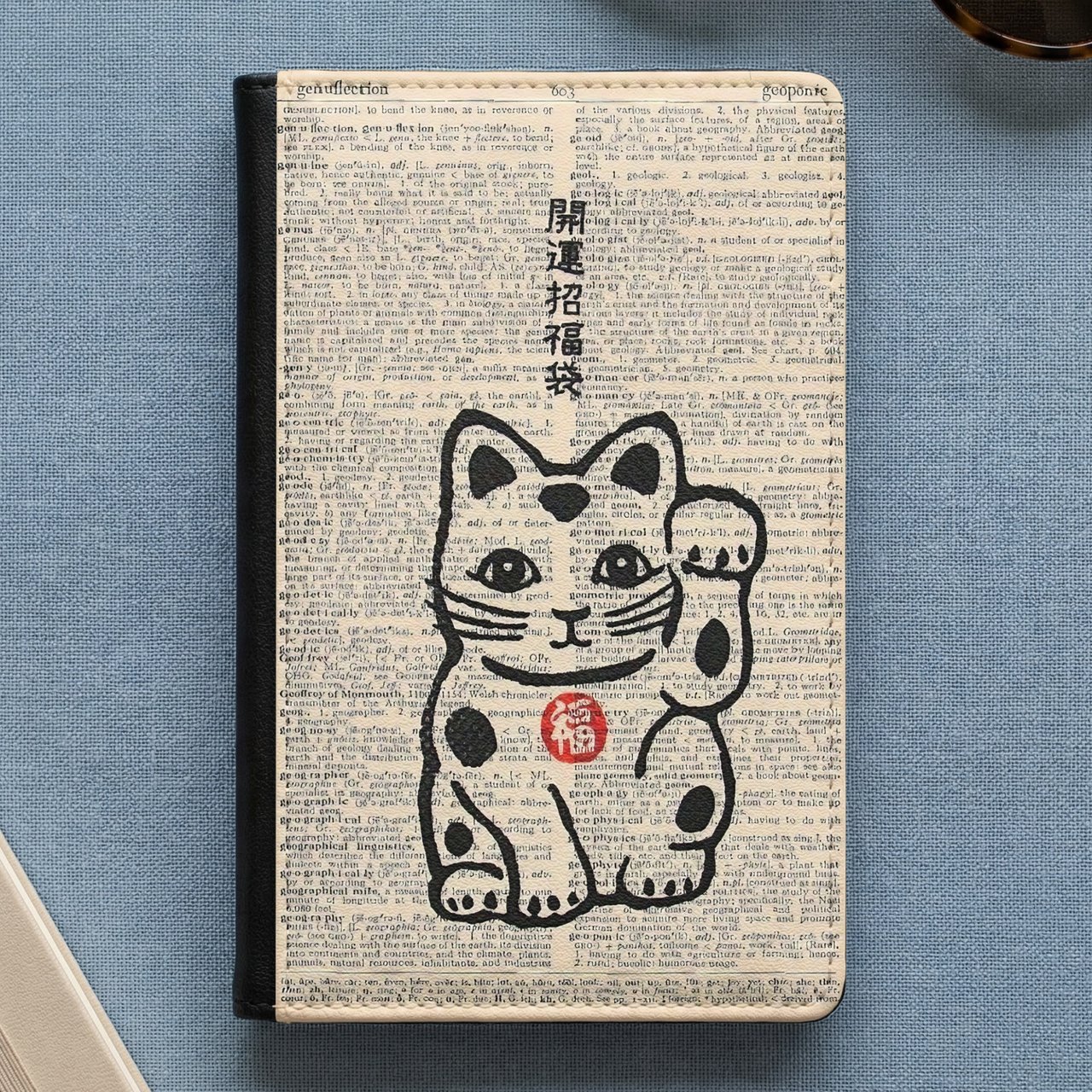 Lucky Cat Vintage Passport Cover