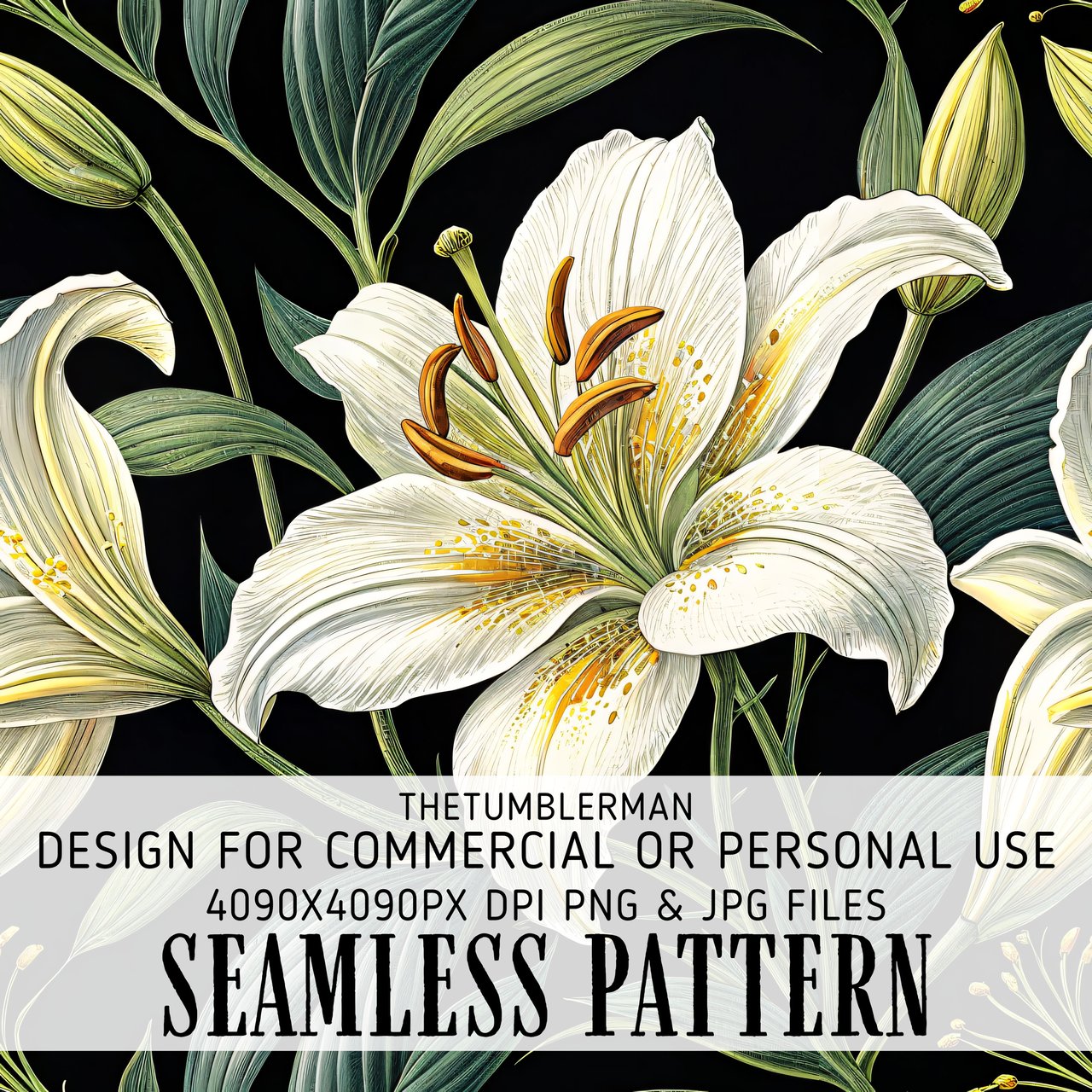 White Lily Tumbler Design, Digital Paper, Floral Backgrounds, Junk Journal Pages, Printable PNG, Scrapbooking Paper
