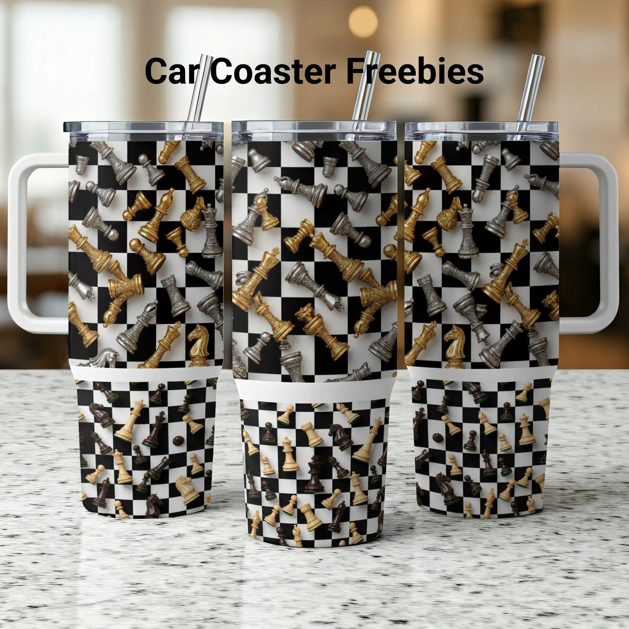 40oz Chess Tumbler Wrap Digital Download Sublimation Design for Chessboard Pattern Drinkware, Chess Player Gift PNG File
