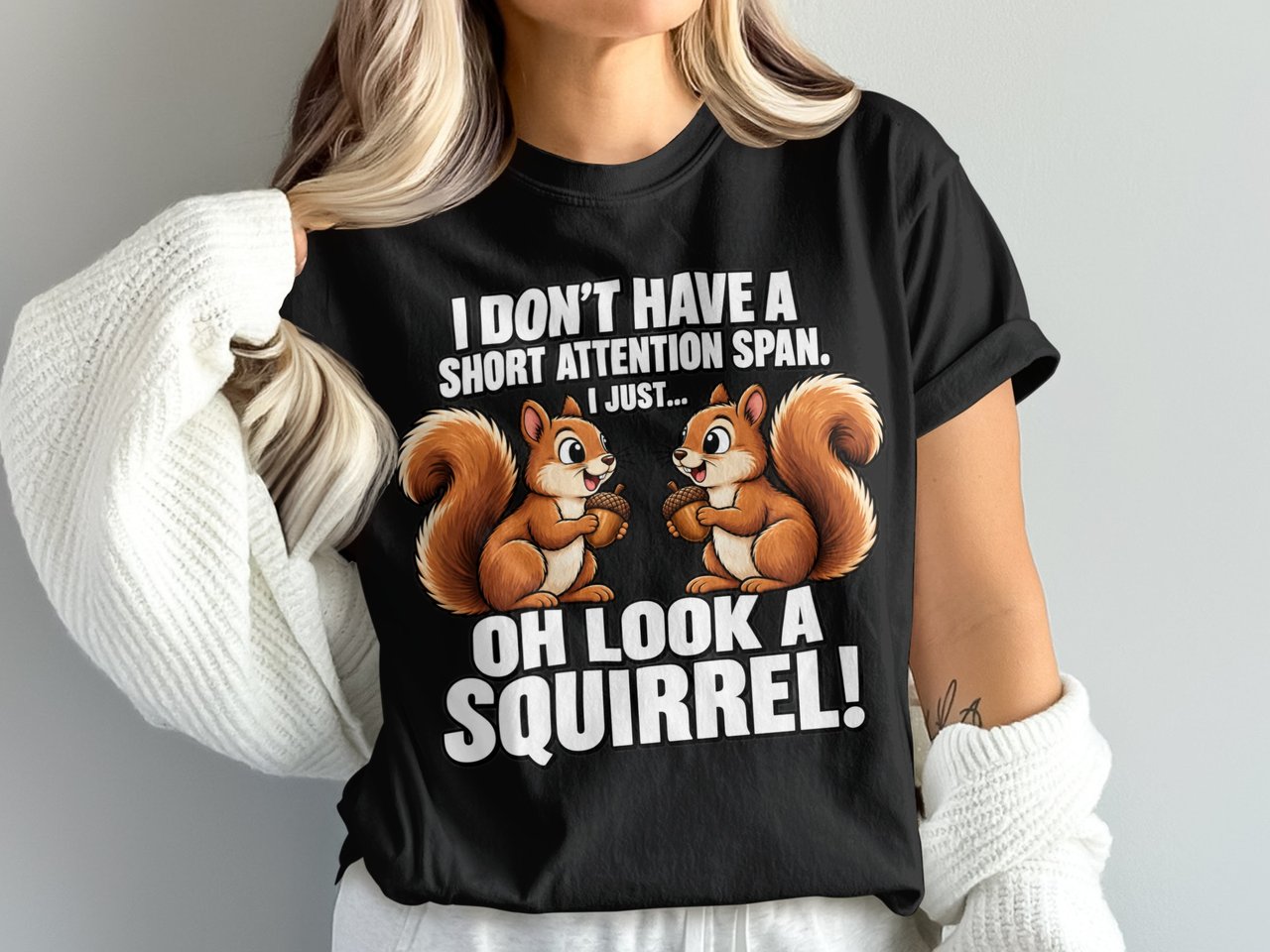 ADHD Squirrel Graphic Cartoon Design For Men Women Chipmunk Pet Lovers Standard T-Shirts