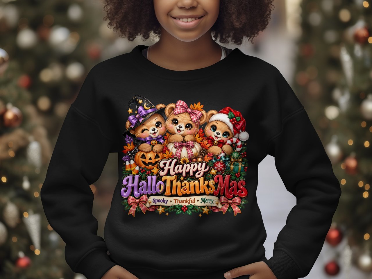 Happy HalloThanksMas Bears Print