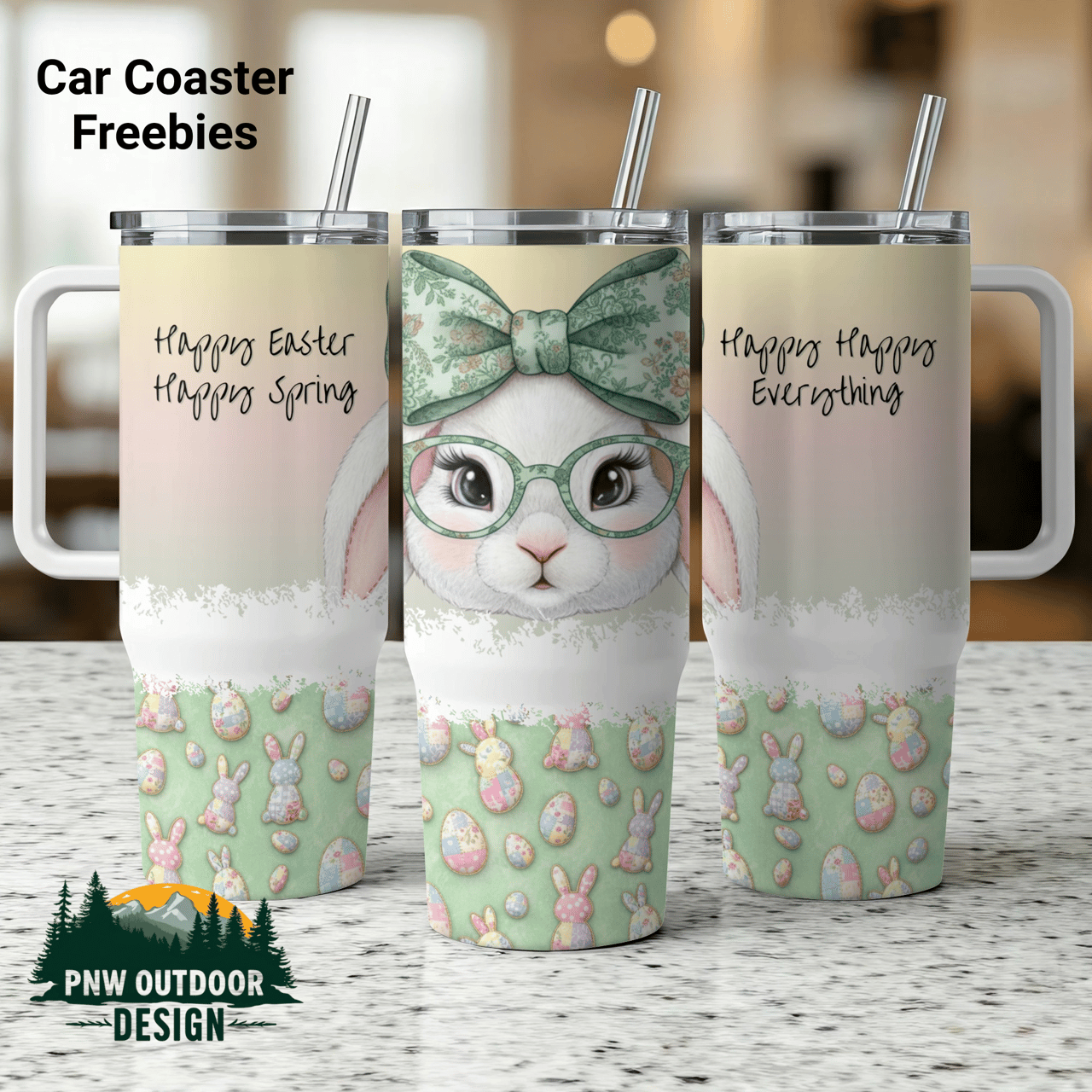 Easter Bunny 40oz Tumbler Wrap, Seamless Distressed Tapered, Cute Easter, Happy Spring, Digital Download, Sublimation Design