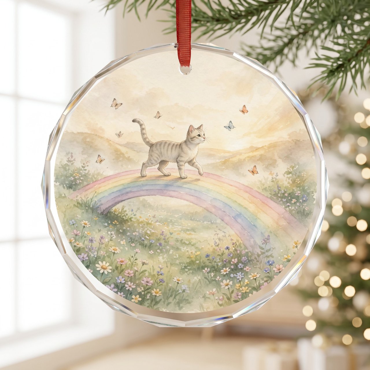 Personalized Cat Memorial Ornament | Rainbow Bridge | Pet Loss Gift