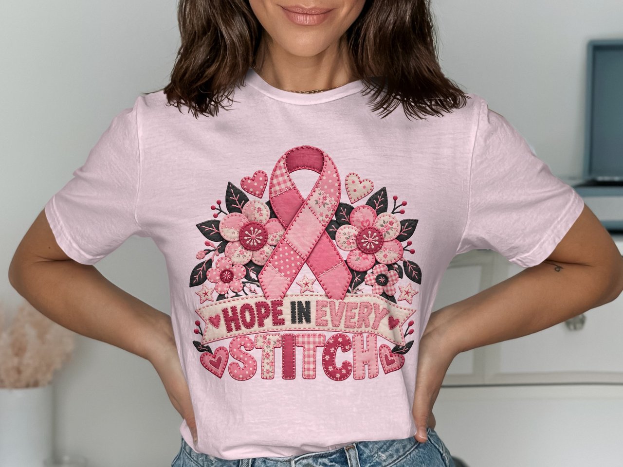 Faux Patchwork Hope in Every Stitch Tee