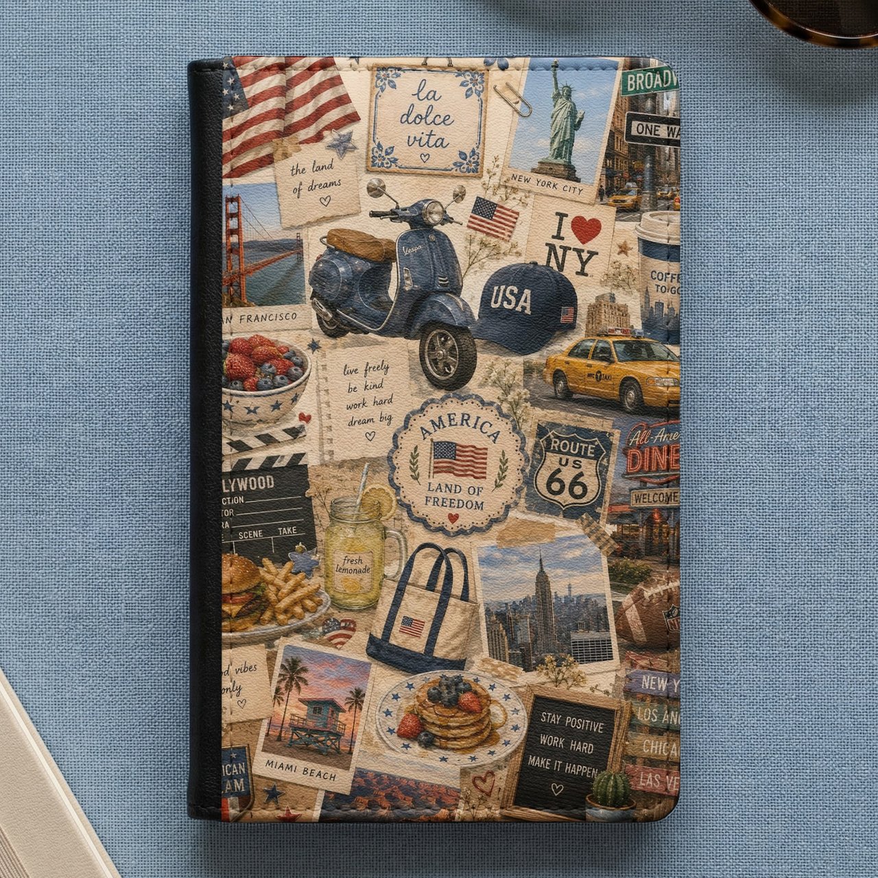 Vintage USA Travel Collage Passport Cover