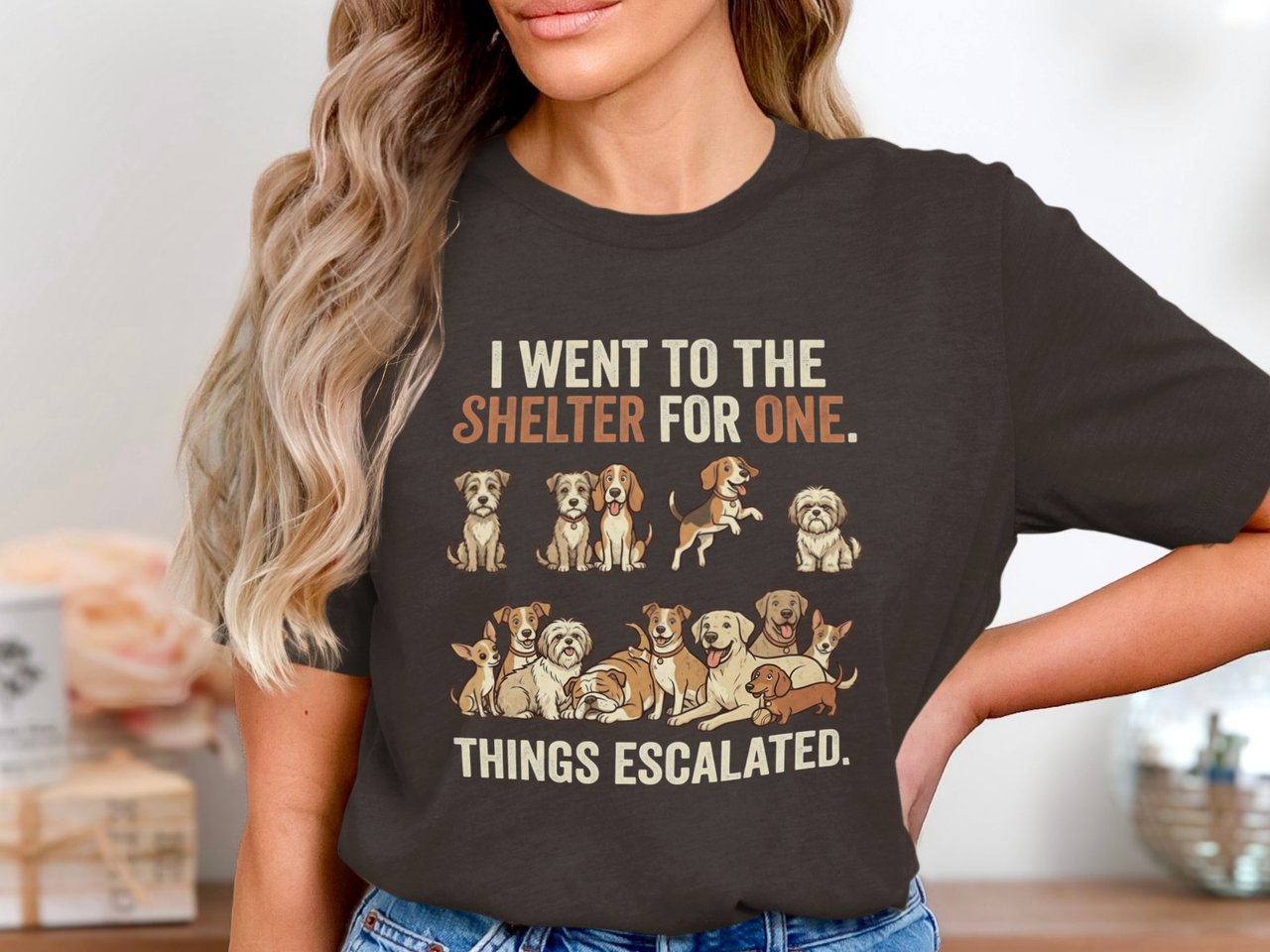 Dog Shelter Adoption T-Shirt, Funny Dog Lover Gift Tee, Things Escalated Rescue Dog Mom Shirt, Animal Lover Top