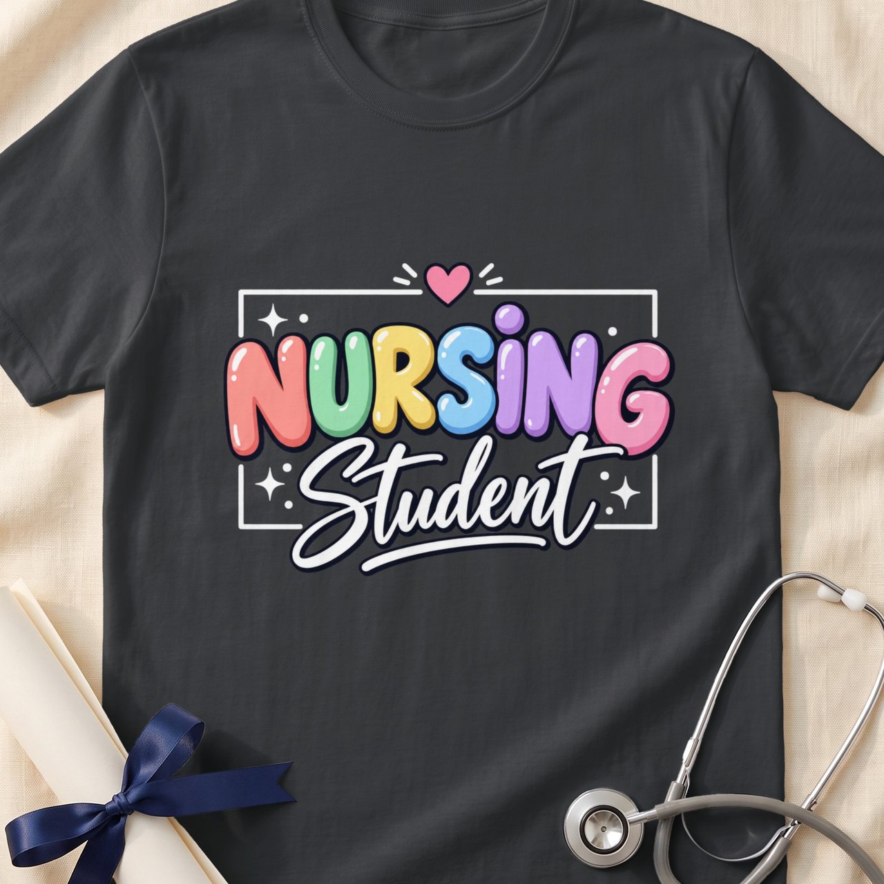 Vibrant 'Nursing Student' Statement T-Shirt