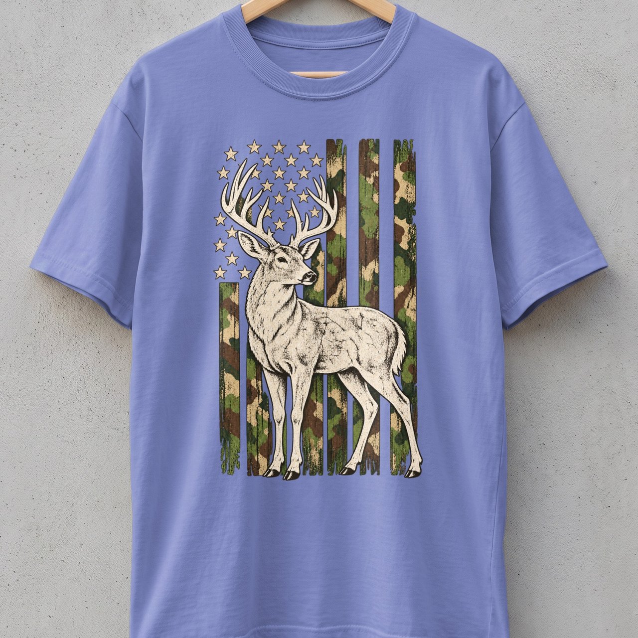 Camo Flag Deer Hunter Tee