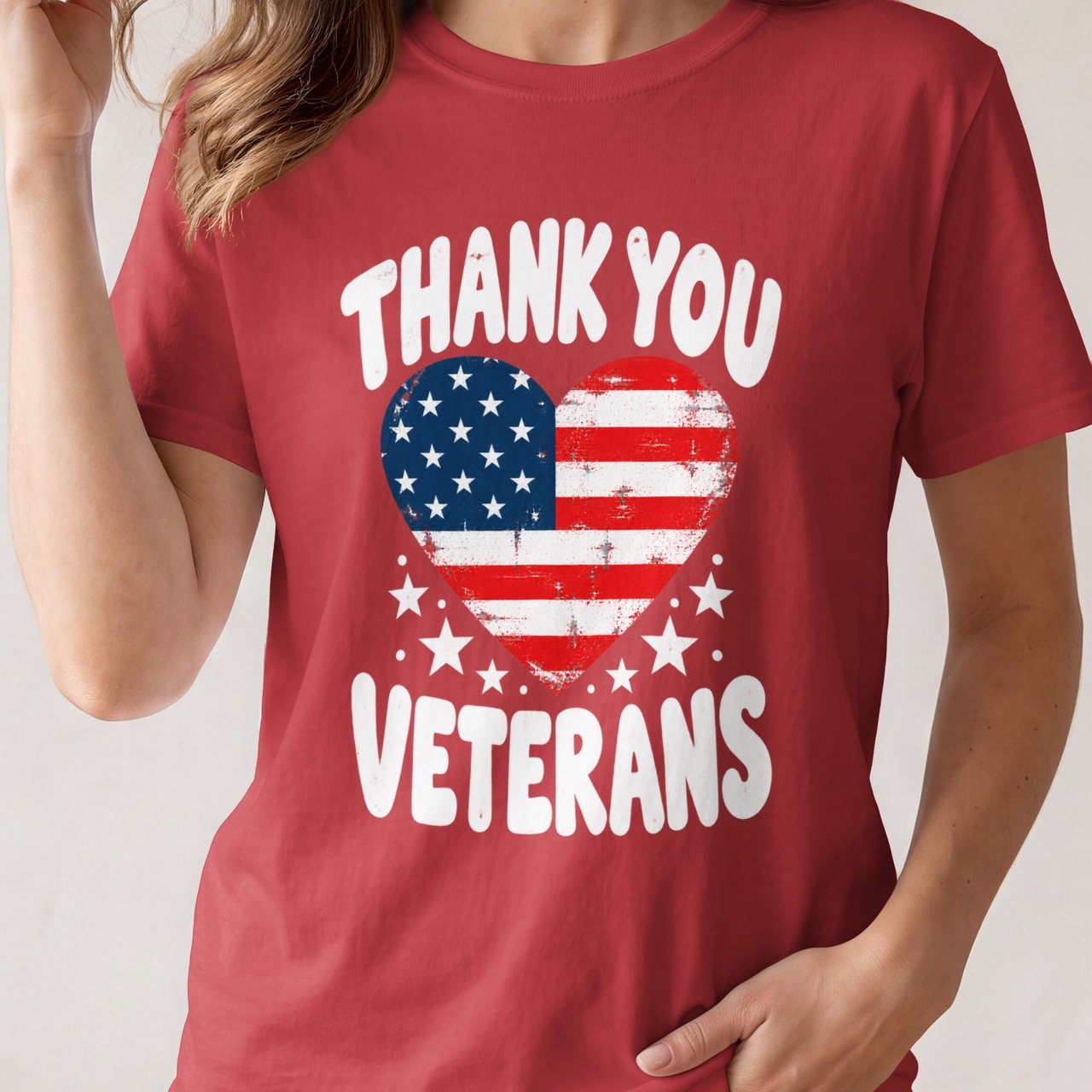 Thank You Veterans American Flag Heart T-Shirt