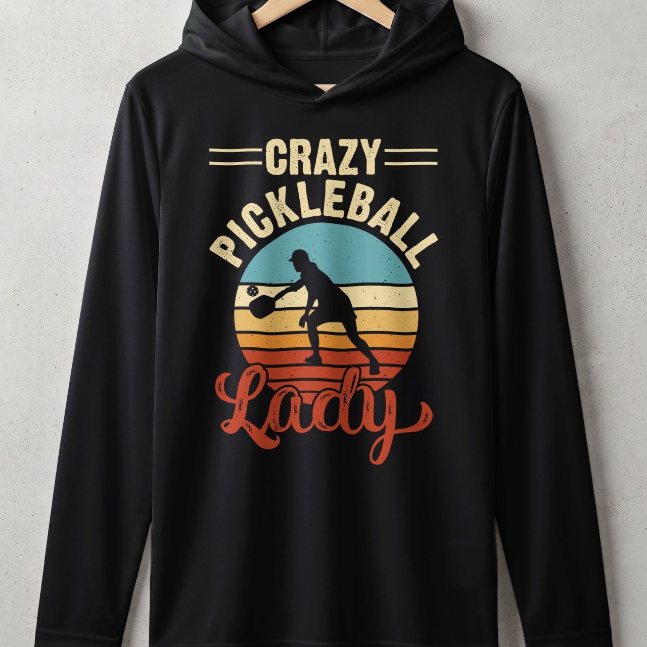 Pickleball Sport-Tek Performance Hood, Crazy Pickleball Lady, Lightweight Hoodie