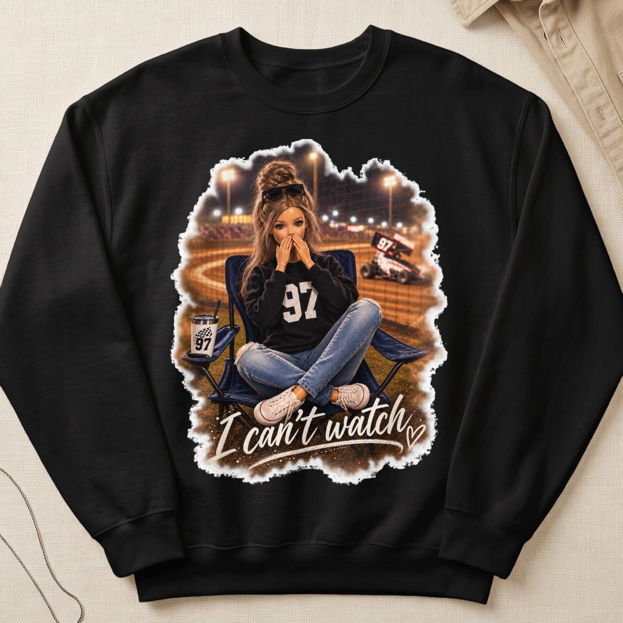 Dirt Track Racing Sweatshirt, I Can't Watch Sprint Car Fan Crewneck, Race Wife and Race Mom Graphic Pullover, Speedway Apparel Gift