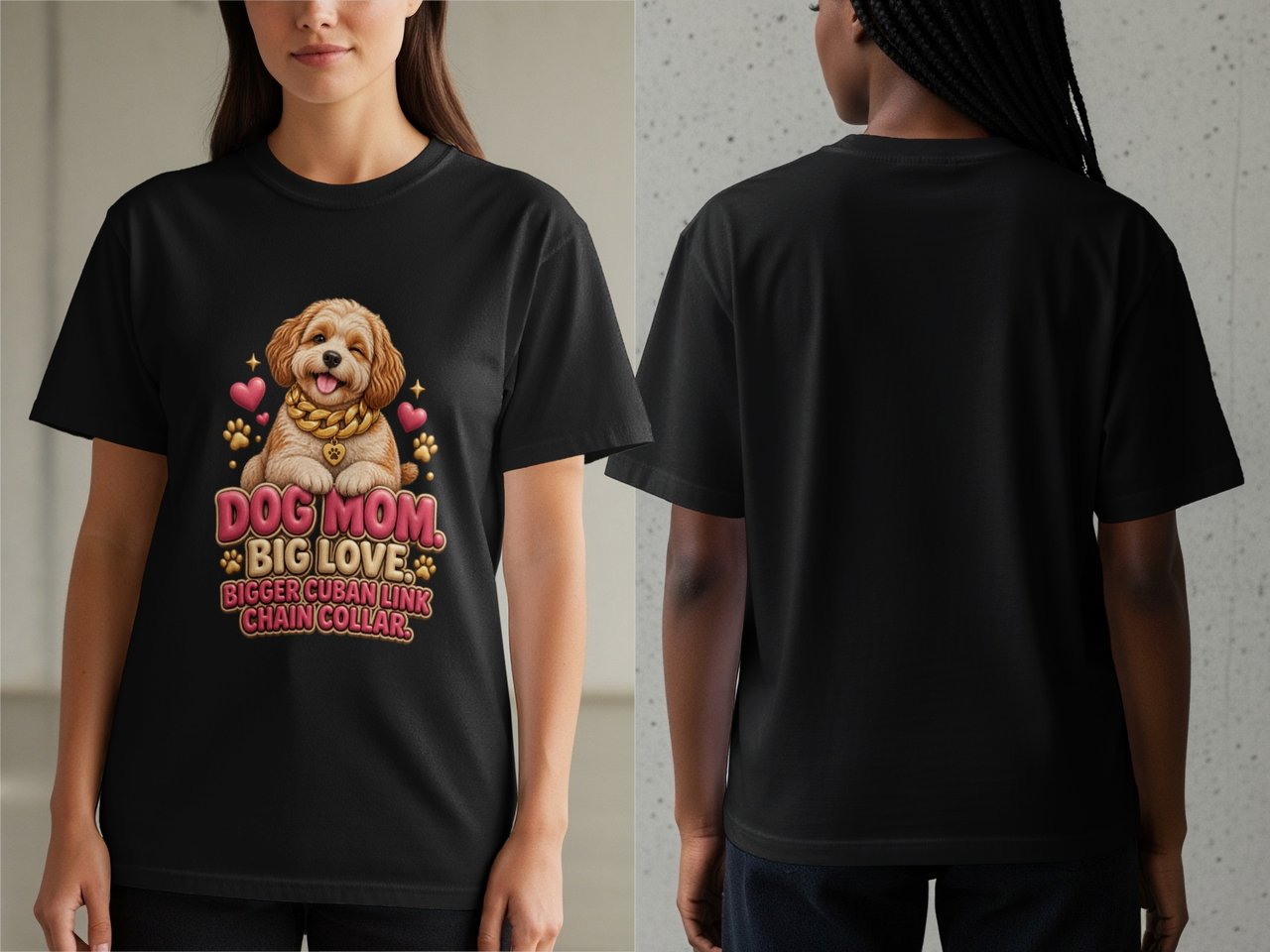 Dog Mom Cuban Link Chain Collar Tee
