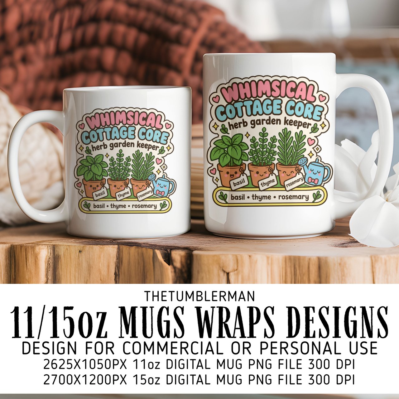 Cottagecore Herb Garden Mug Wrap