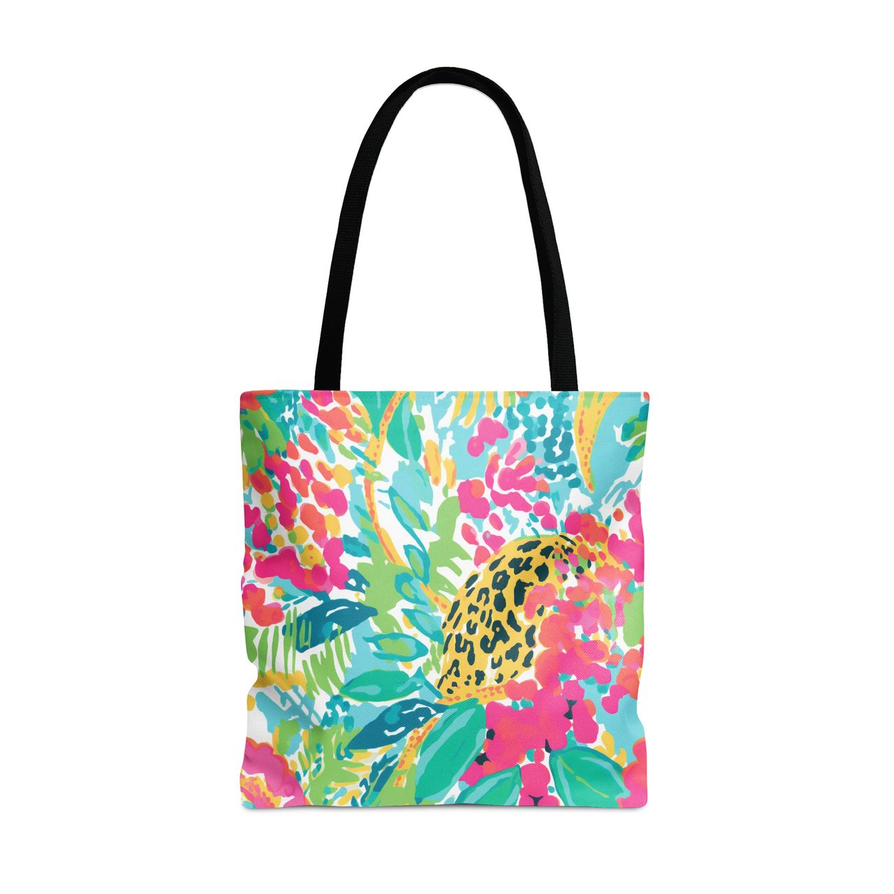 Vibrant Tropical Leopard Floral Tote Bag & Phone Case, Preppy Summer Beach Bag, Colorful Abstract Pattern Accessory Gift