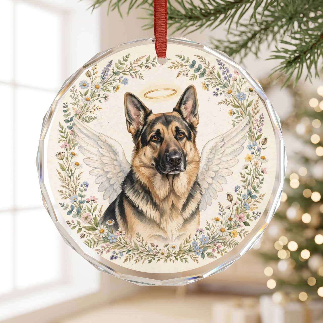 German Shepherd Memorial Ornament | Angel Dog Personalized | Pet Loss Gift