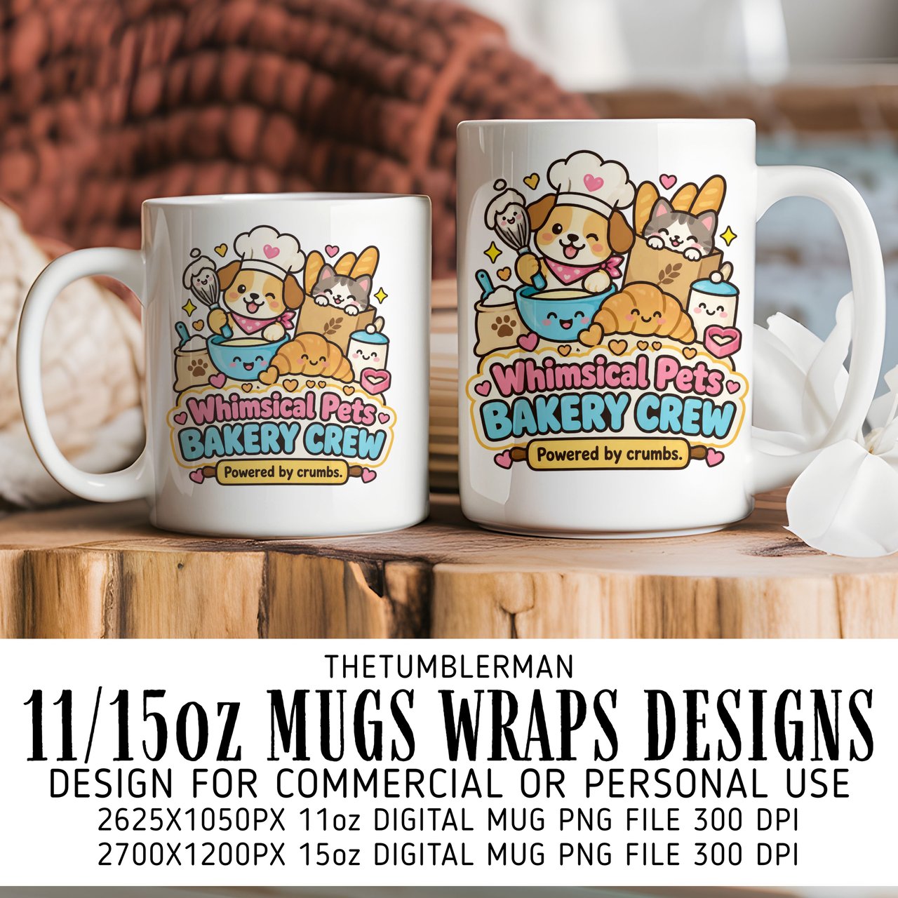 Whimsical Bakery Crew Digital Mug Wrap