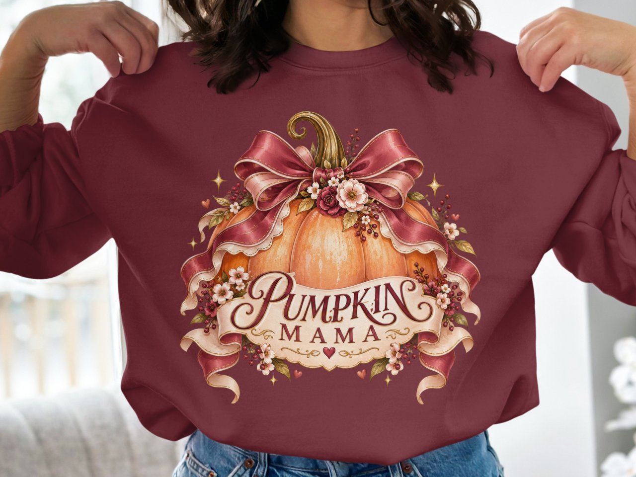 Pumpkin Mama Sweatshirt Coquette Fall Hoodie Vintage Autumn Mama Tote Bag Floral Pumpkin Shirt Cute Cottagecore Mom Thanksgiving Gift