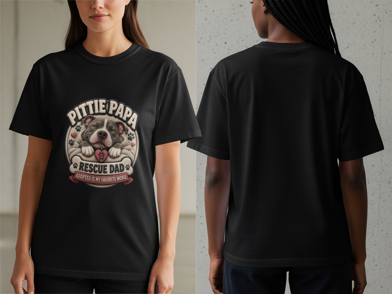Pittie Papa Rescue Dad Tee