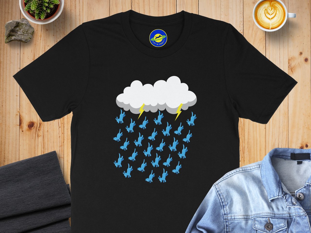 Dark rain cloud raining cats and dogs funny T-Shirt