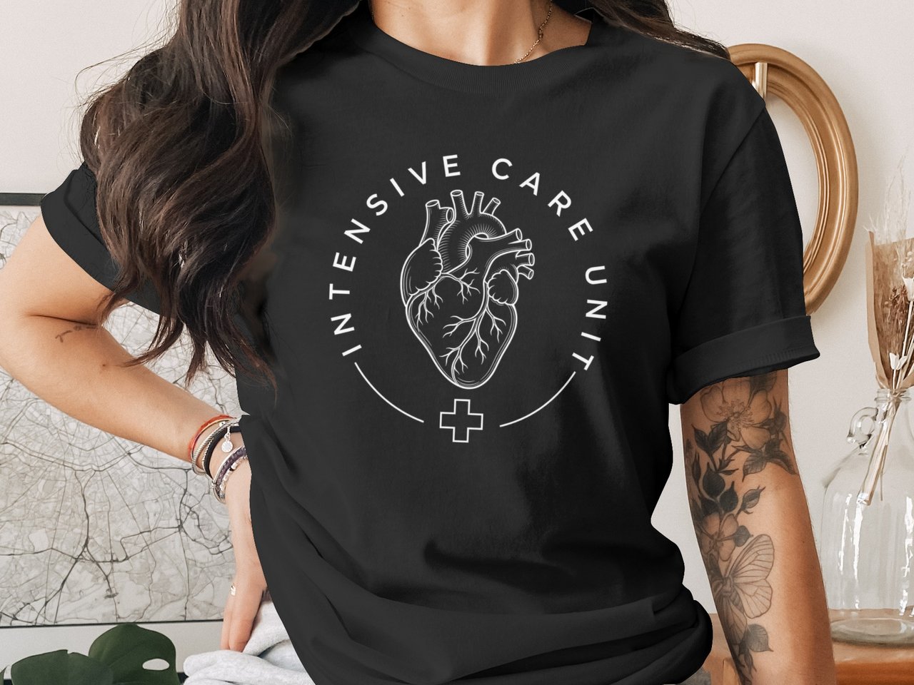 ICU Nurse T-Shirt: Anatomical Heart Design, Intensive Care Unit Staff Tee
