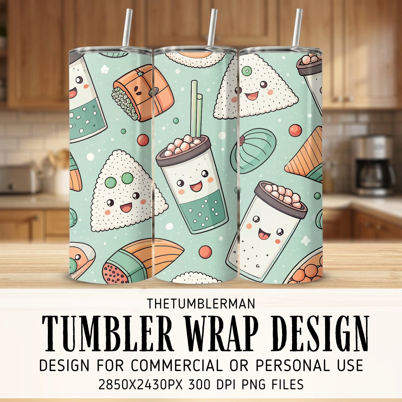 Kawaii Bites & Boba Digital Graphic Size Bundle Png