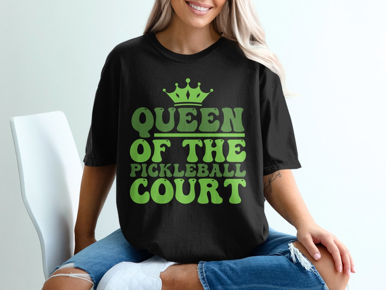 Pickleball Comfort Colors Shirt, Queen of the Pickleball Court, Vintage Graphic Tee, Pickleball Gift