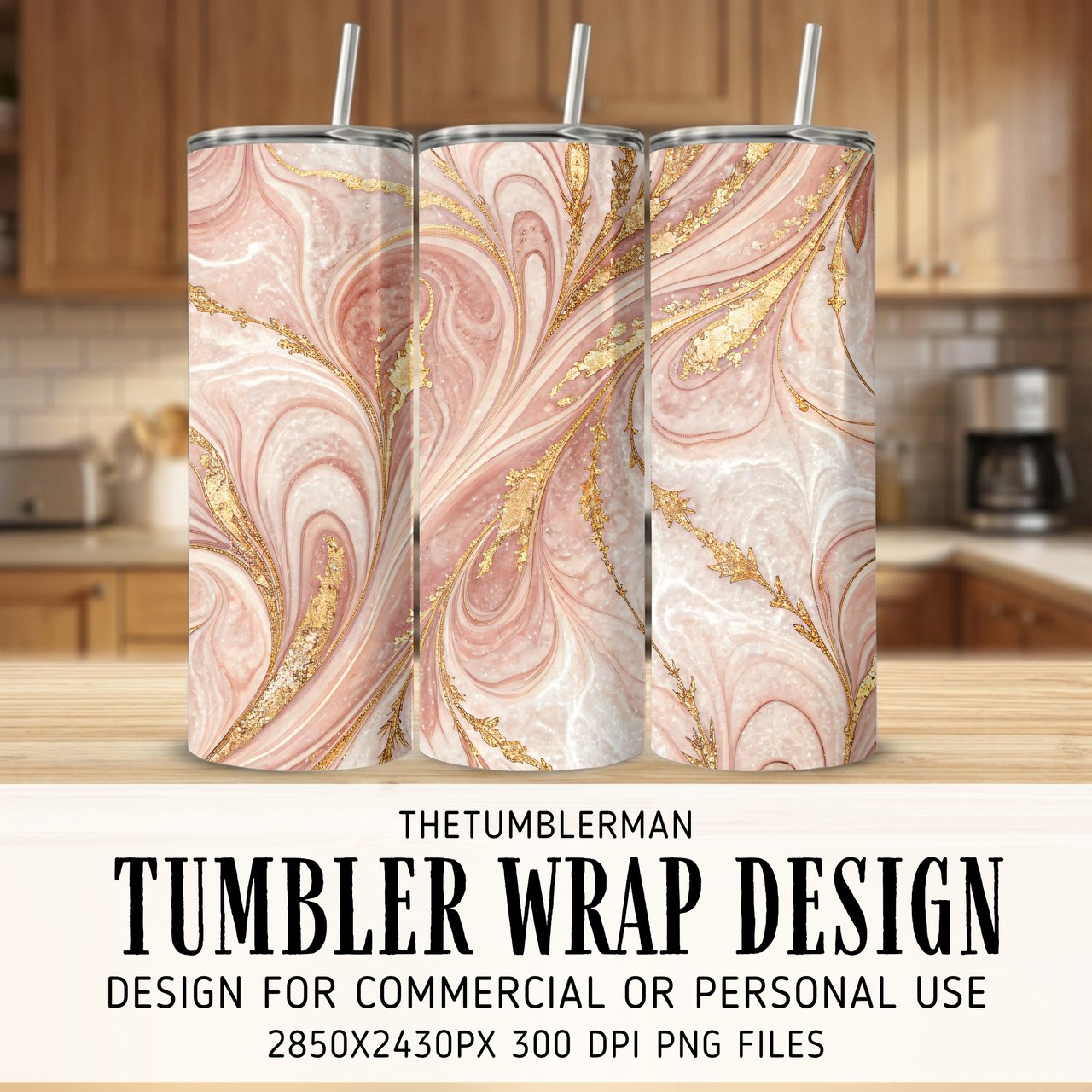 20 oz Skinny Tumbler Wrap, Pink Marble Gold, Sublimation Design, Straight and Tapered Wrap png, Tumbler Digital Download, Glitter Swirl Art