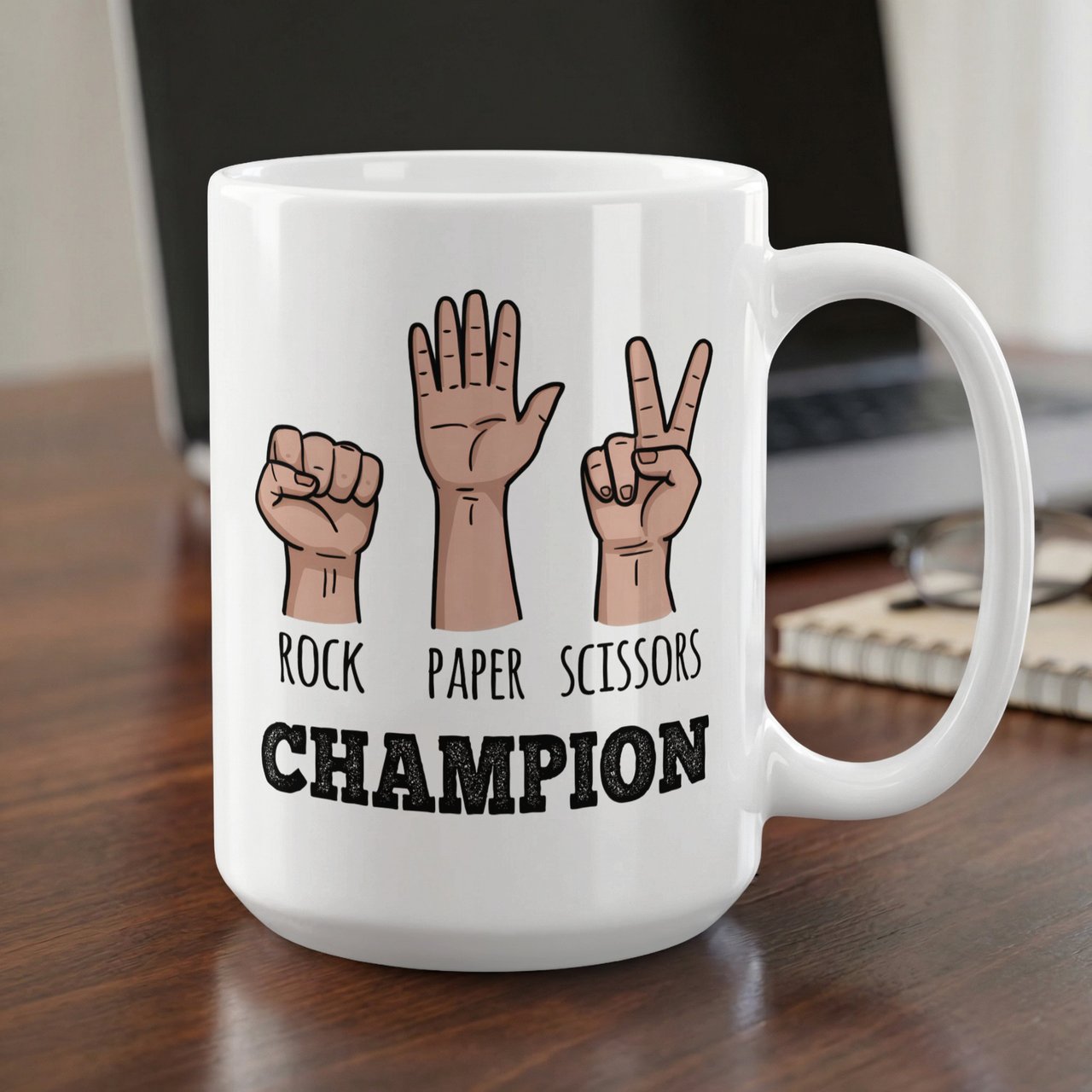 Rock Paper Scissors Champion Mug – Funny Gift