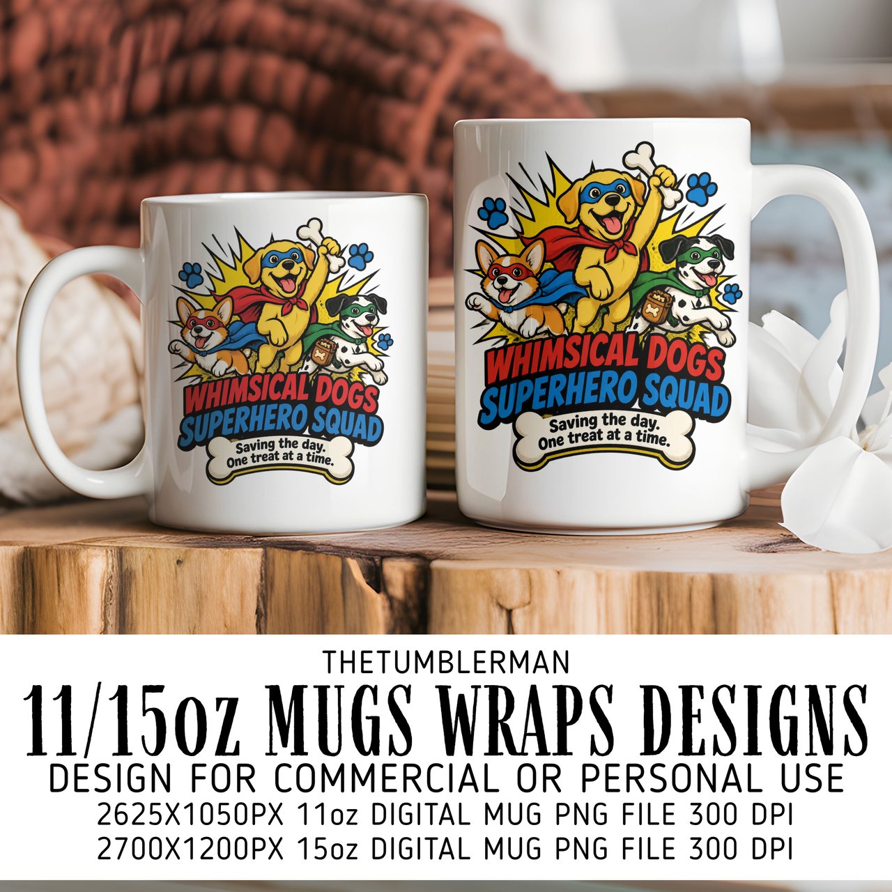 Superhero Dogs Squad Mug Wrap