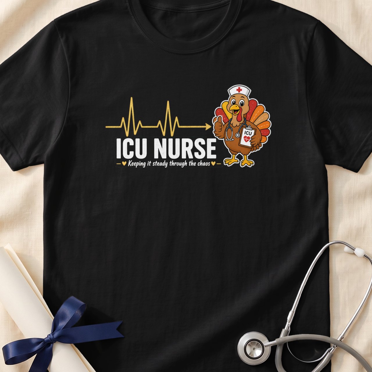 ICU Nurse Turkey Steady Beat Tee