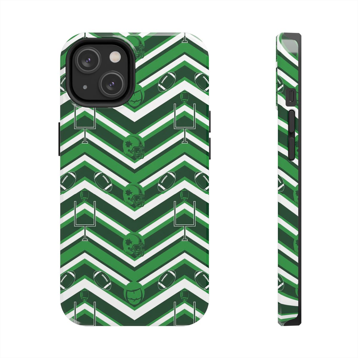 Football Tote Bag: Green Chevron, Sporty Phone Case, Repeating Pattern