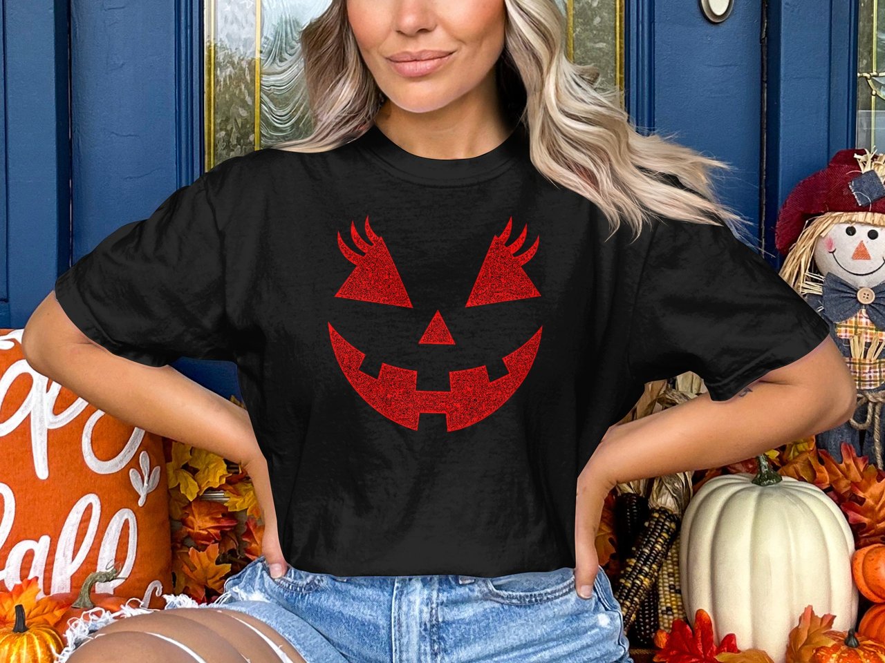 Eyelash Pumpkin Face Tee