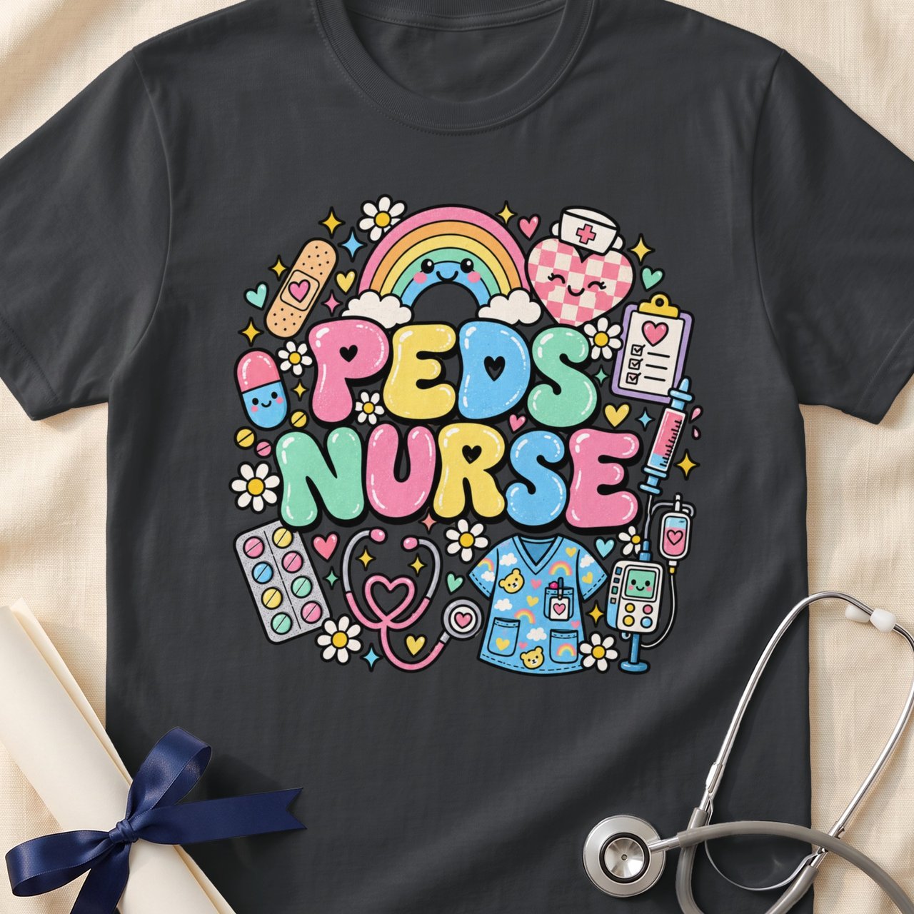 Peds Nurse Whimsy & Heart T-Shirt