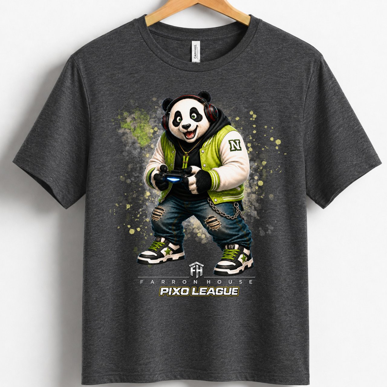 Panda Gamer Shirt for Boys, Funny Virtual Reality Gaming Tee, Kids Birthday Gift, Pixo League by Farron House