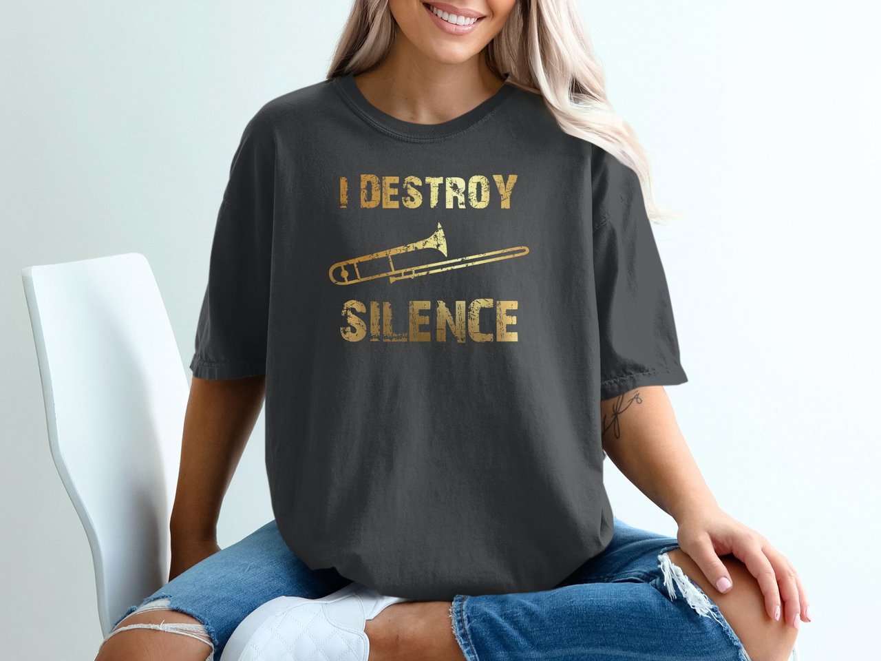 I Destroy Silence Trombone Graphic Tee