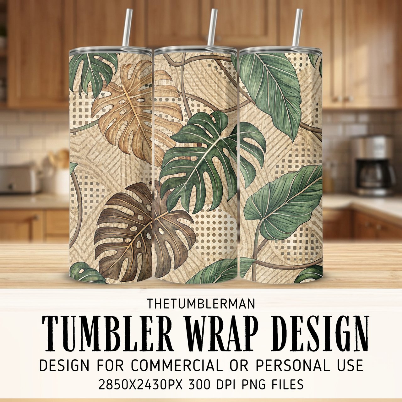 Abstract Jungle Leaf Digital Design Size Bundle Png