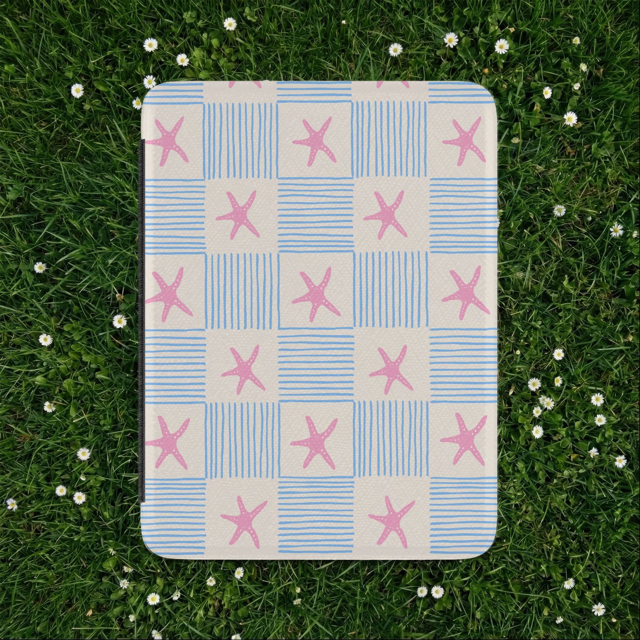 Pink Starfish Check Kindle Case