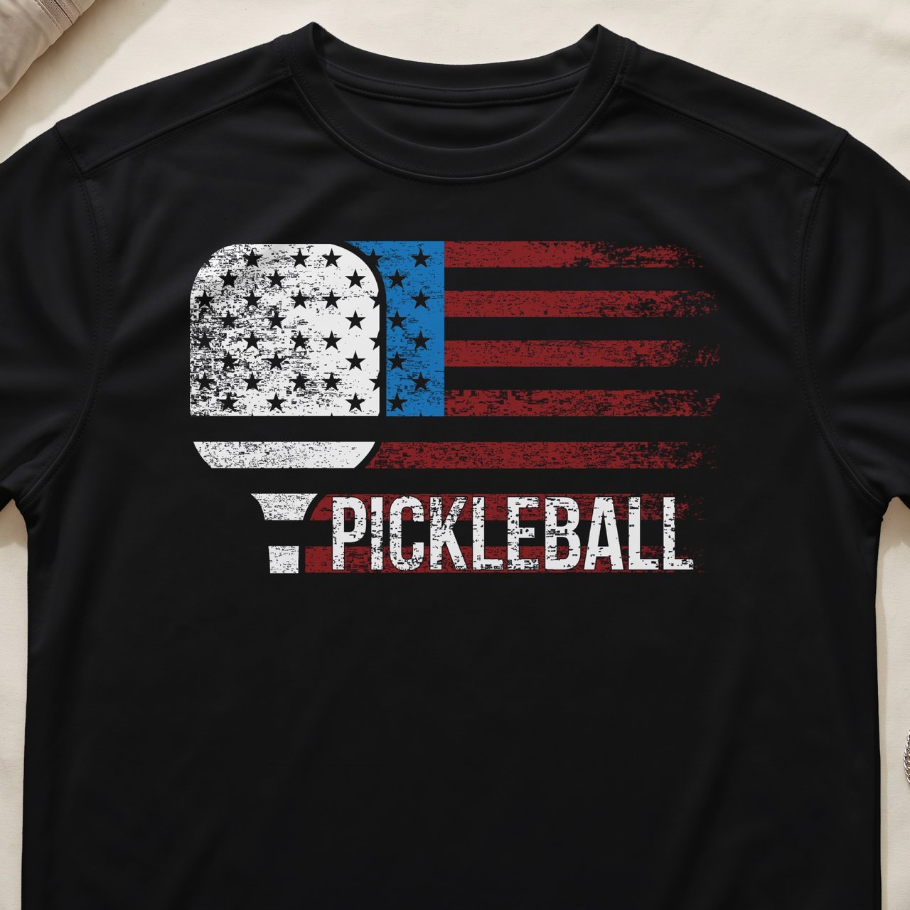 Pickleball Sport-Tek Performance Tee, Pickleball USA Flag Distressed Graphic, Performance Court Apparel