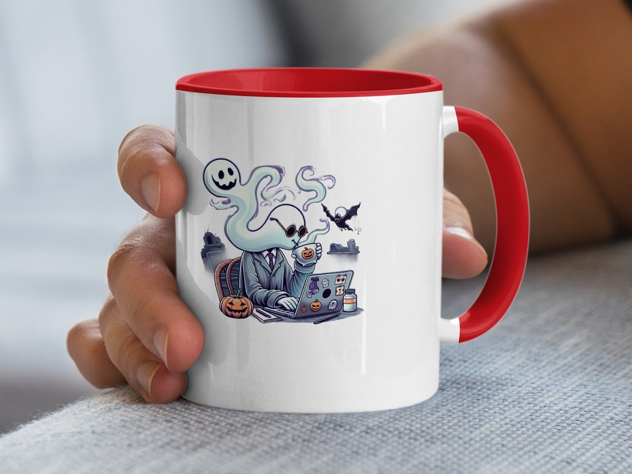 Halloween Mug, Ghost Mug, Funny Mug, Halloween Gift, Spooky Mug, Office Mug, Coffee Mug, Gift Idea, Bat Mug, Tombstone Mug, Halloween Theme