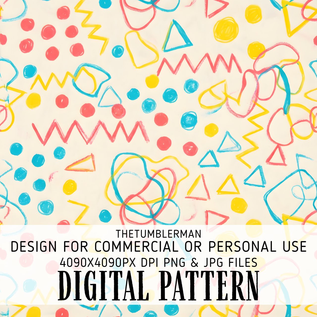 Digital Pattern, Doodle Pattern, Abstract Design, Digital Bundle, Colorful Shapes, Polka Dot, Geometric Pattern, Seamless Pattern, Digital