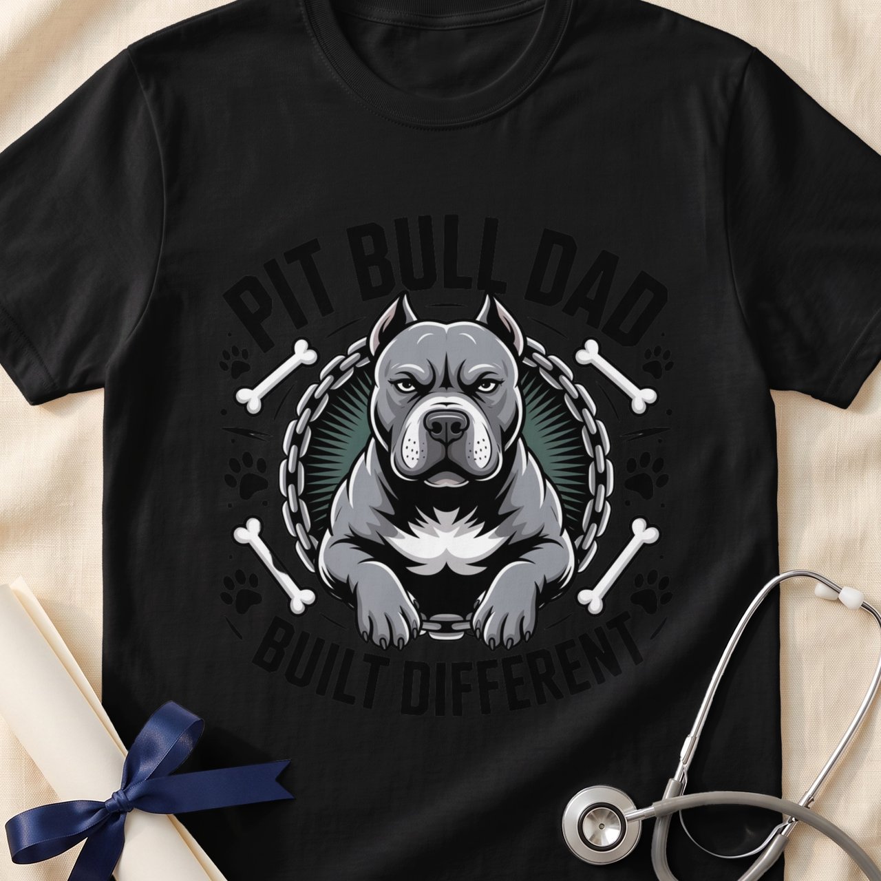 Pit Bull Dad Built Different Tee | Pit Bull Dad Shirt | Pittie Dad Gift | Dog Dad Apparel