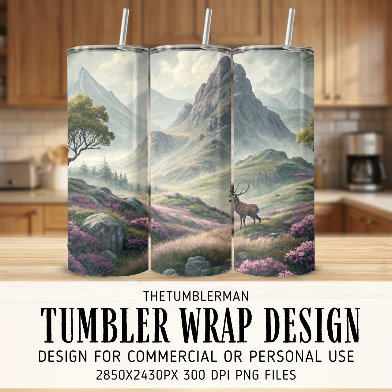 Ethereal Highland Stag Digital Size Bundle Png