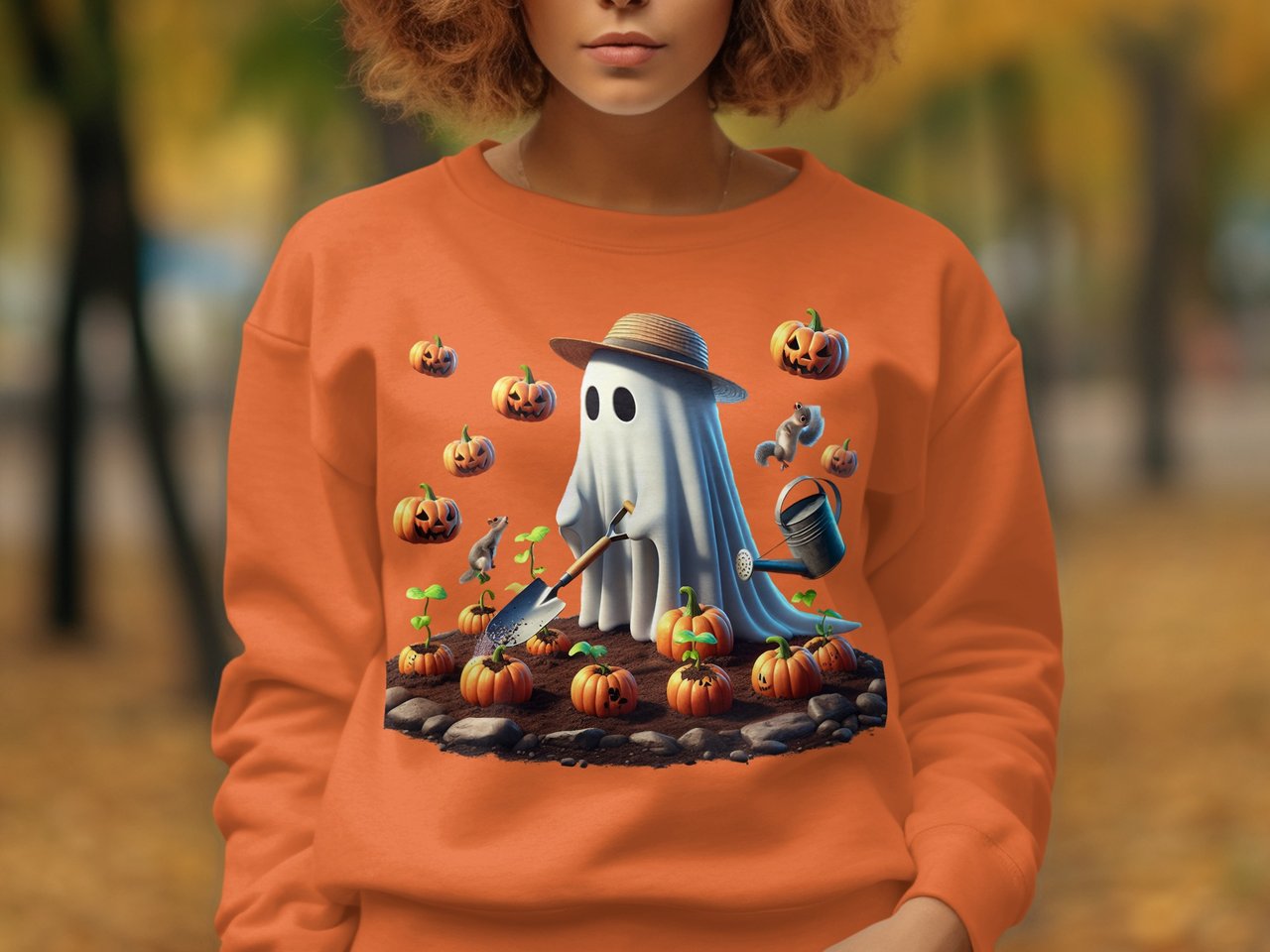 Spooky Gardener T Shirt, Ghost Pumpkin Patch Tee, Halloween T Shirt, Cute Ghost Design, Fall Apparel, Autumn T Shirt, Harvest Season Top
