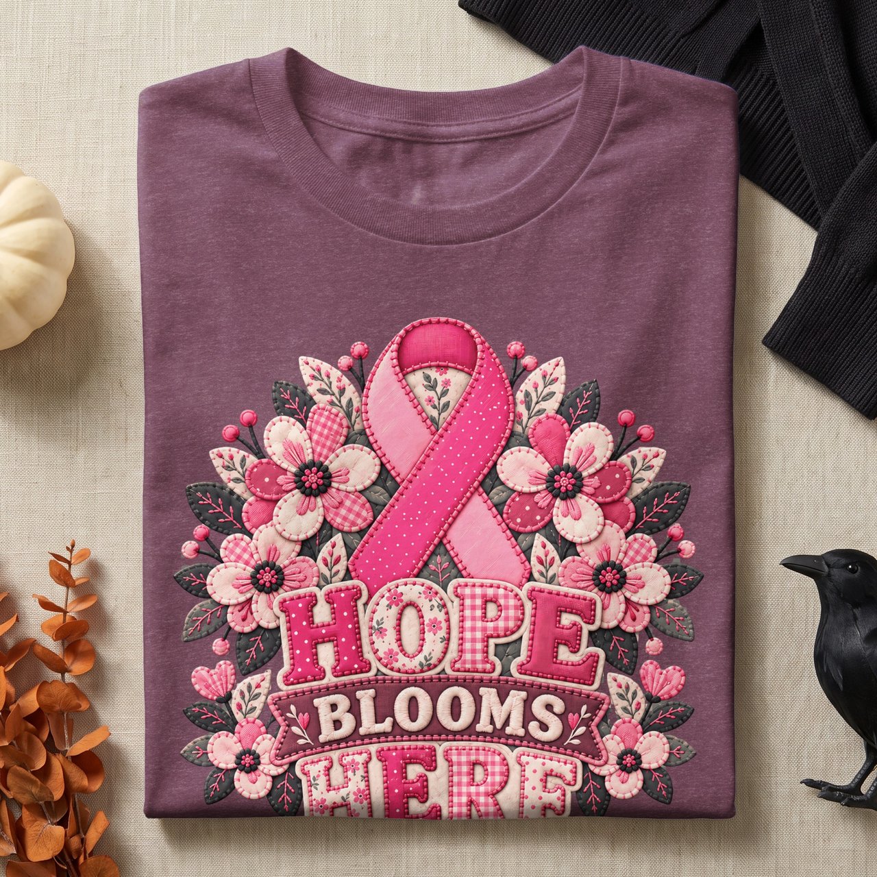 Hope Blooms Here Faux Patchwork Tee