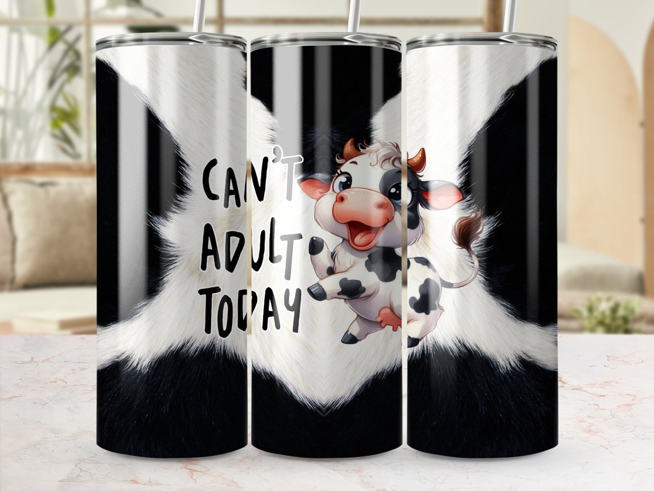 Funny Cow Tumbler Wrap, 20oz Skinny Tumbler, Seamless Tumbler Design, Cute Animal, Can't Adult Today, Sublimation Design, Gift Idea