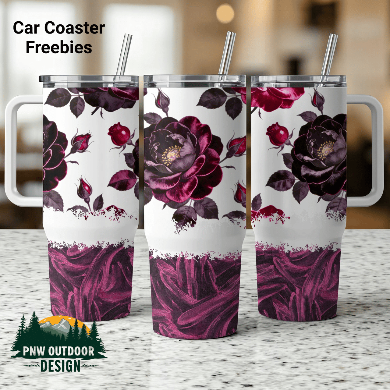Dark Roses Tumbler Wrap, Seamless Digital Design, 40oz Tapered Sublimation Design, Distressed Floral Pattern, Digital Download